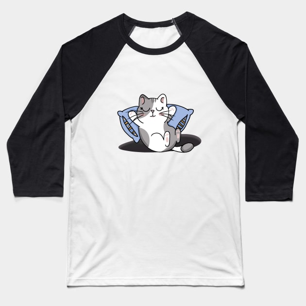 sleepy cat Baseball T-Shirt by MmzArtwork